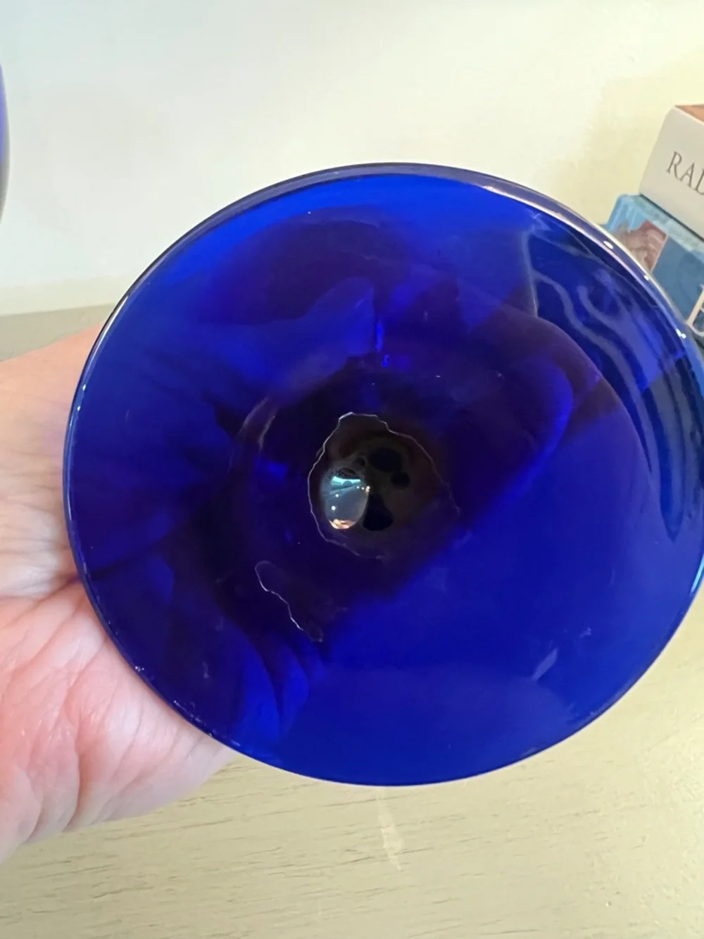 Pier 1 Wine Glasses Solid Cobalt Blue  Set Of 4 Teardrop Shape 10oz Vintage